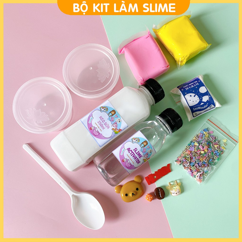 Bộ kit làm slime mây đầy đủ FREESHIP Bộ kit làm cloud slime hàng Việt Nam