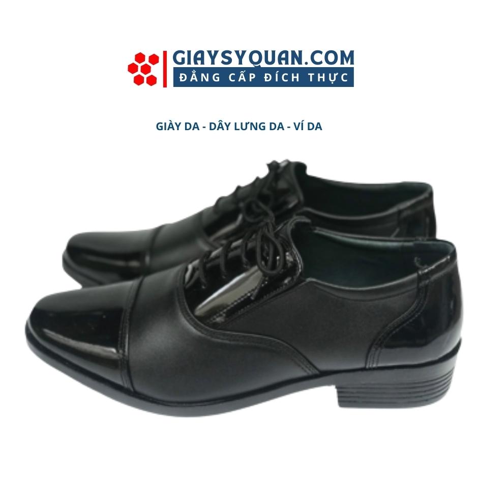 Giày tây nam da bò - Giày công sở nam mũi bóng màu đen Mã PN12