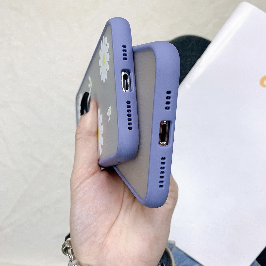 Ốp Lưng Nhám Chống Sock Va Đập Bảo Vệ Camera Daisy Flower