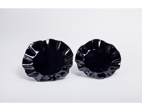 Dĩa Nhựa Melamine Viền Hoa Màu Đen