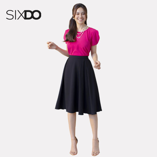 Chân váy đen xếp ly hai bên sườn SIXDO (Black Mini Skirt)