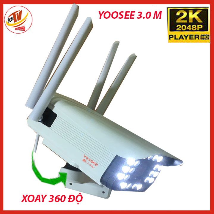 [kem thẻ 32gb 64gb] camera wifi 3.0 ngoài trời xoay 360 độ- trong nhà camera yoosee 4 Râu 3.0 Mpx full hd 1080p - hỗ trợ 10 đèn hồng ngoại và 10 đèn LED camera yoosee 3.0 siêu nét