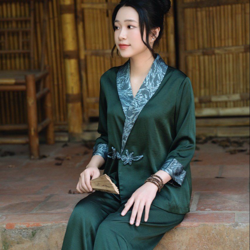 Bộ Quần Áo Đi Chùa Lụa 2 Da Vạt Hò CC