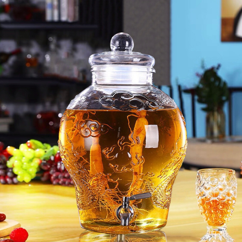 Bình Thủy Tinh 6 Lít Ngâm Sâm Chum Rồng( Có Van)