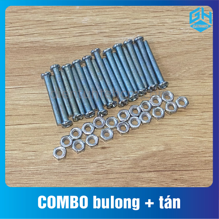 COMBO 20 con Bulong ốc vít SIZE M2 + tán (đai ốc)