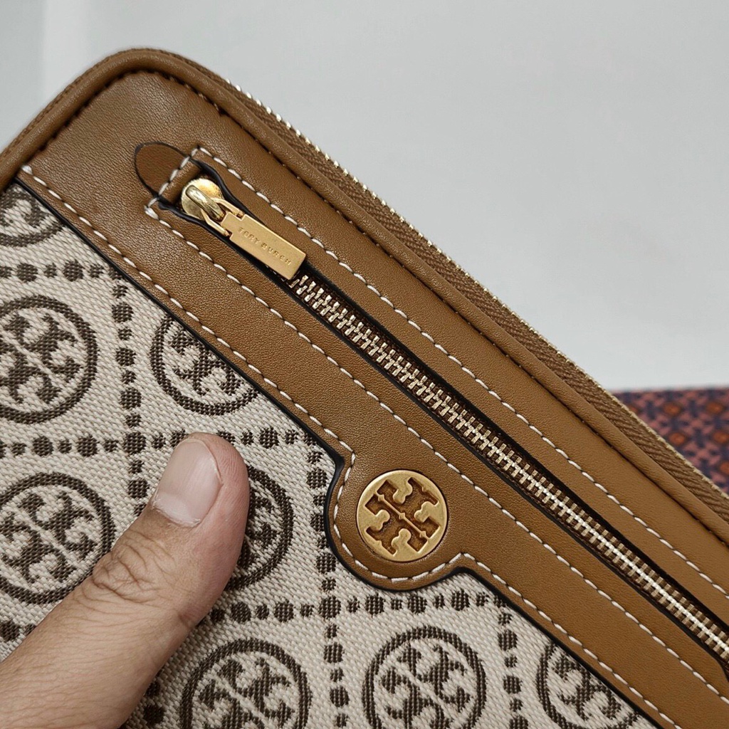 [FULL BOX] Tory Burch- T Monogram Jacquard Zip Continental Wallet 793