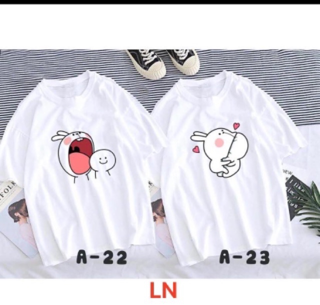 Áo thun đôi ( 2 áo) hai thỏ gặm nhau ý nghĩa