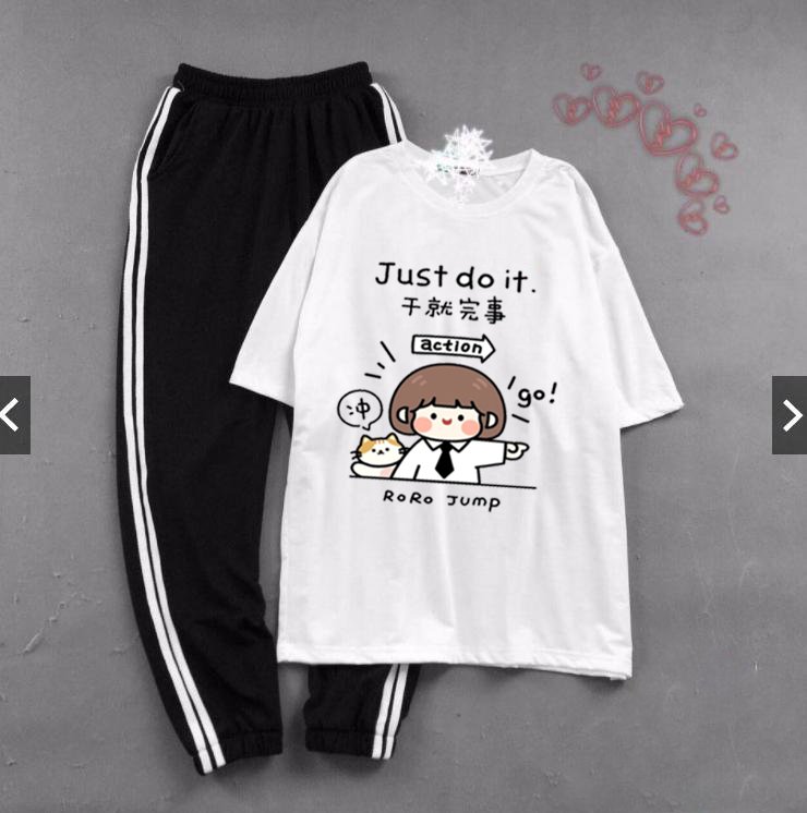 [FREESHIP] Cô bé just do it KÈM QUẦN 2 SỌC