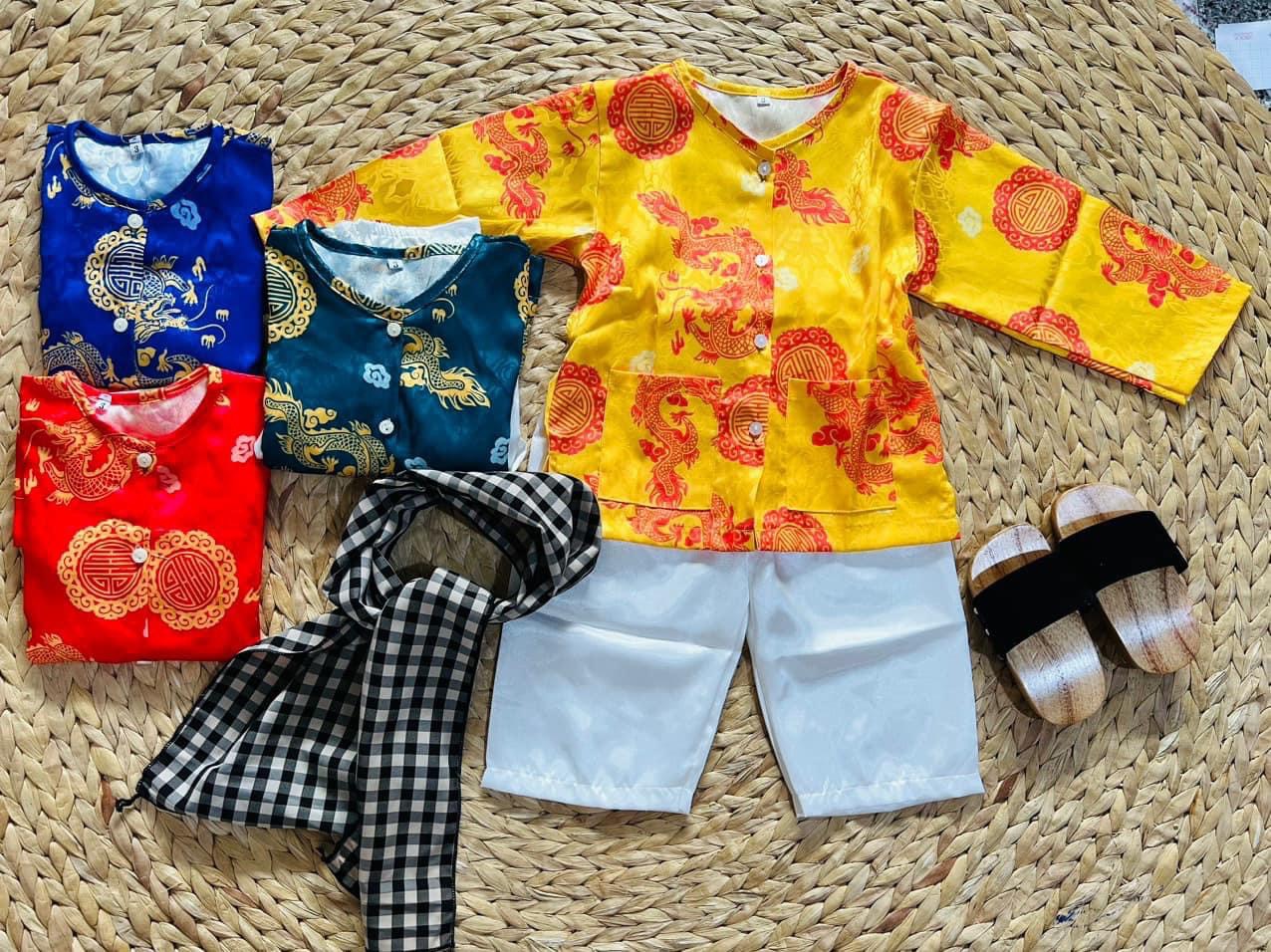 BỘ BÀ BA LỤA HOẠ TIẾT CHO BÉ