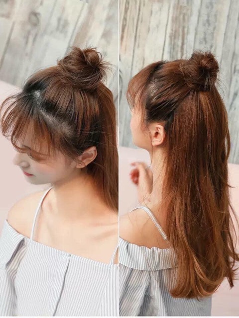 Tóc giả búi 😍FREESHIP😍 búi cột thẳng tóc giả
