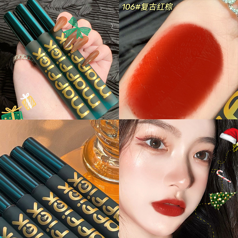 Son kem MAFFICK nhung lỳ vỏ xanh lá Christmas Healing (MF19)