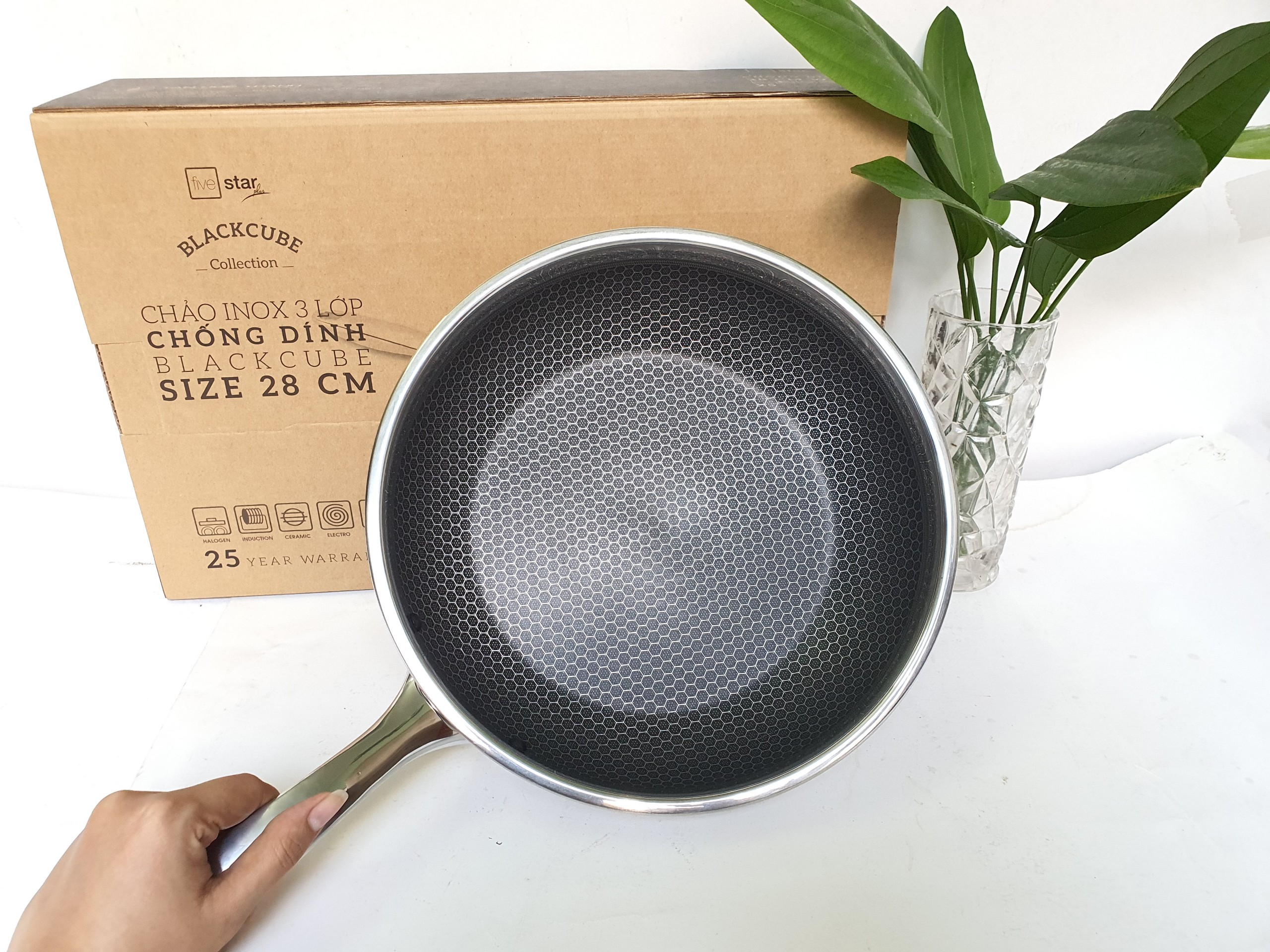 CHẢO INOX SÂU LÒNG BLACKCUBE FIVESTAR 28CM