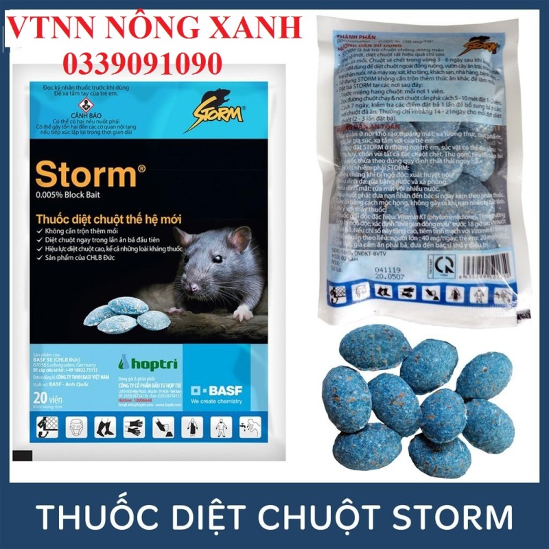 Thuốc Diệt Chuột STORM gói 20 viên Hiệu lực diệt chuột cao, kể cả loài kháng thuốc Sử dụng ngay, không cần trộn mồi An toàn cho người và vật nuôi