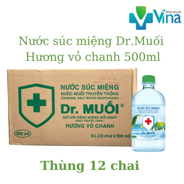 Nước Súc Miệng Dr.Muối Hương Vỏ Chanh Thùng 12 Chai 500ml