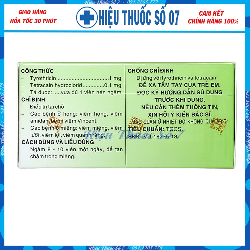 Viên ngậm sát trùng họng Tyrotab