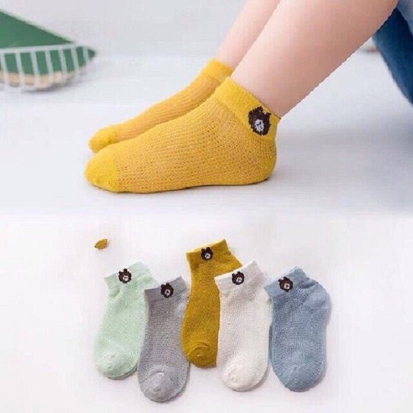 [HCM]Set 5 đôi tất gấu lưới thông hơi cho bé