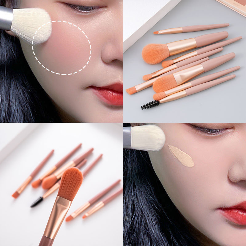 8 Piece Makeup Brush Set With Zip Bag