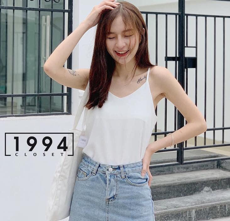 Áo 2 dây nữ cổ tim vải đũi lụa form rộng đủ màu