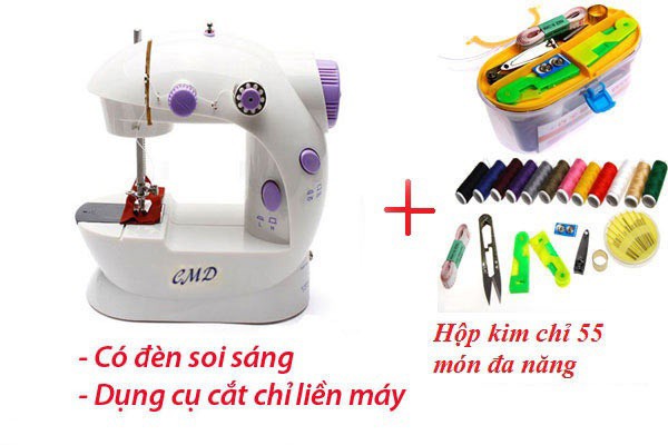 Combo Máy may mini CMD 202  đa năng may tốt vải thun