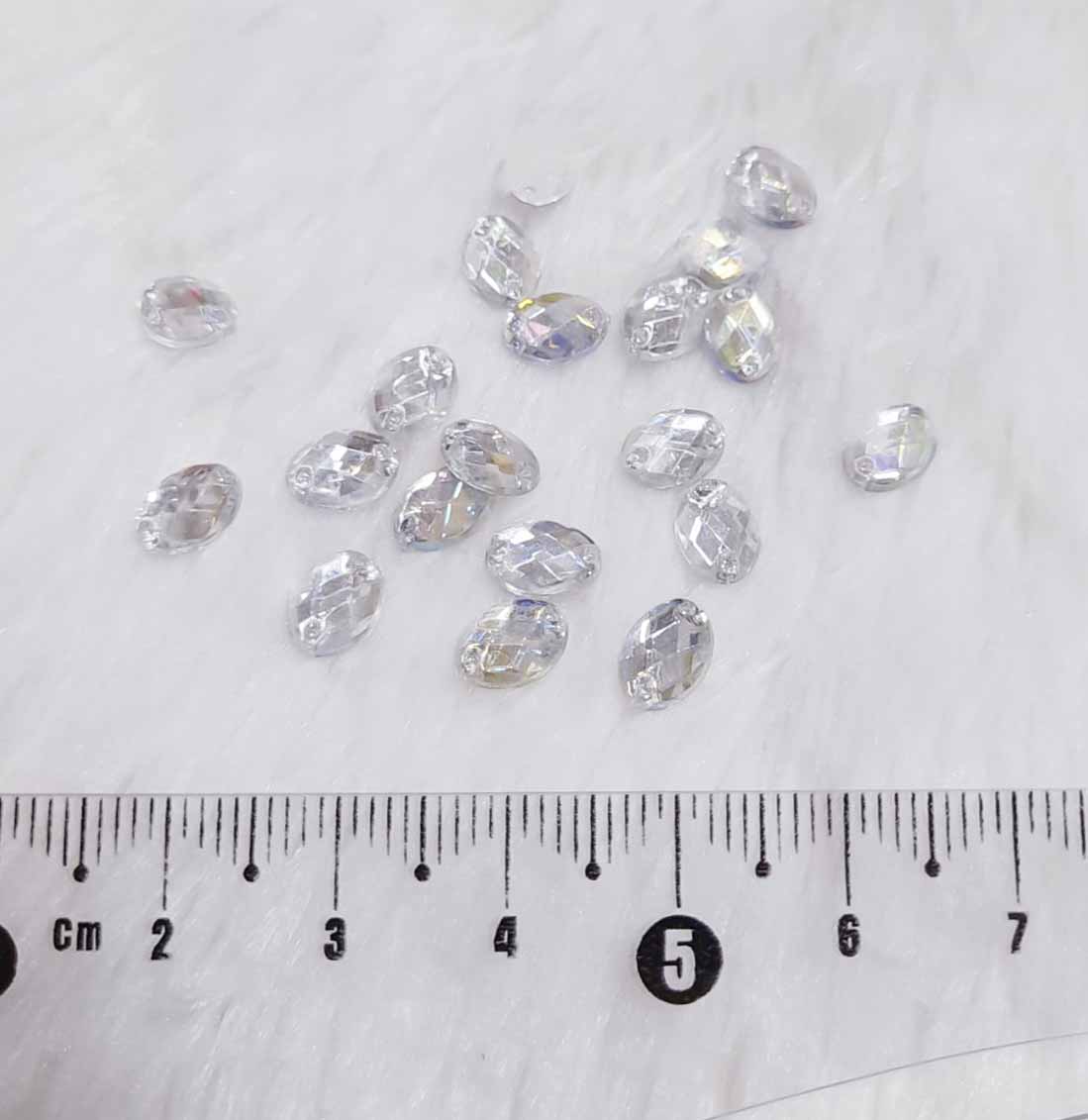 Hạt đá nhựa kết áo hình tròn oval cườm đính áo hình bầu dục dùng trang trí trang phục lấp lánh