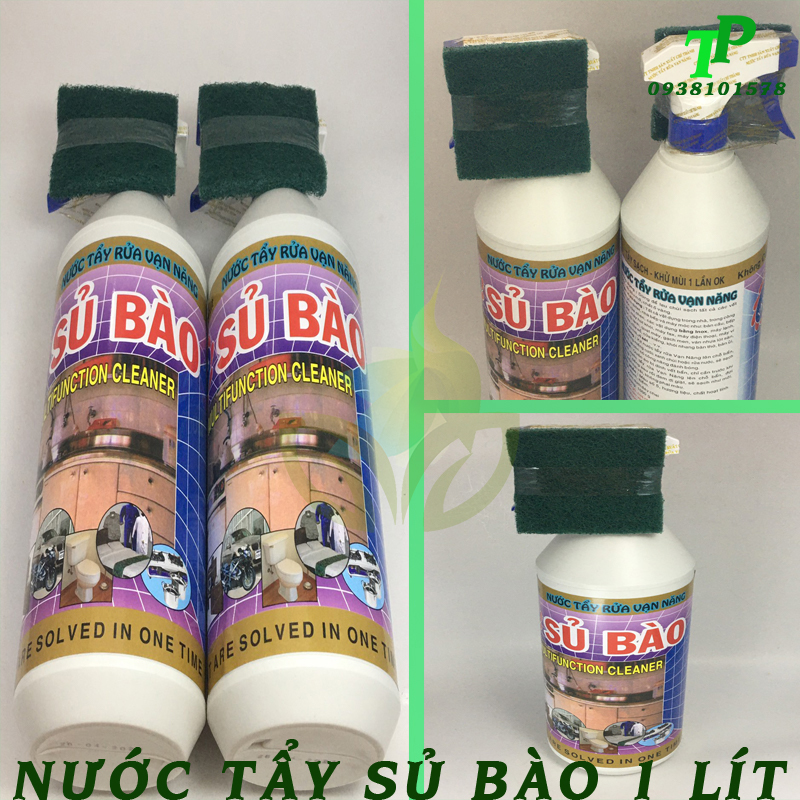 Nước tẩy rửa vạn năng sủ bào chai 1 lít, có tặng kèm miếng chùi