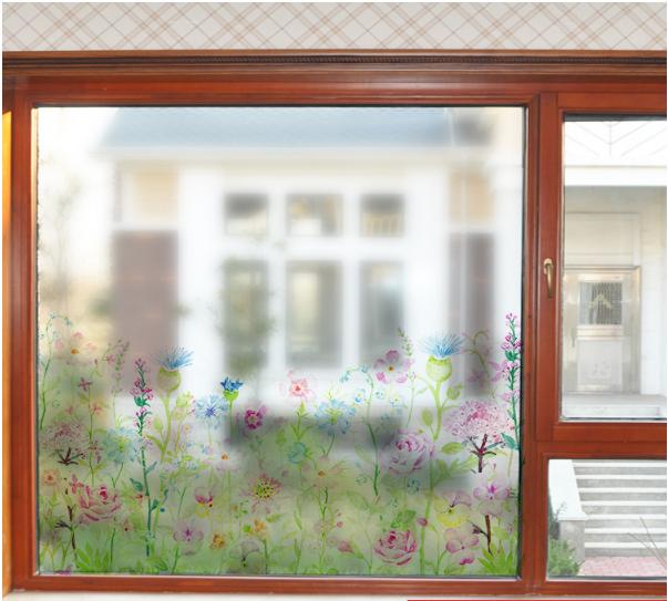 Decal dán kính cao cấp - chân kính hoa sắc màu -dk7169