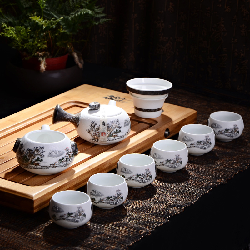 Bộ ấm chén sứ pha trà đạo (đầy đủ như hình)