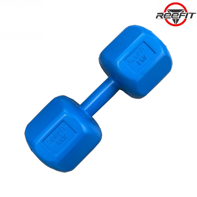Bộ 2 tạ tay nhựa bát giác Reefit 8kg có ruột (gồm 2 cục 8kg)
