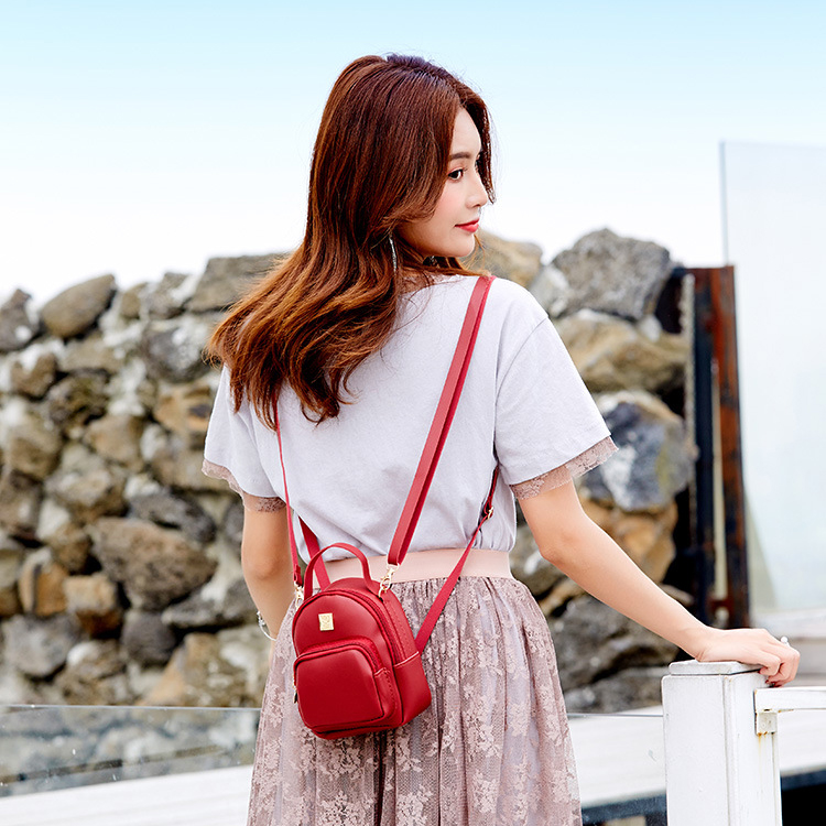 Balo Mini Nhỏ Xinh Da Trơn Đỏ Đô