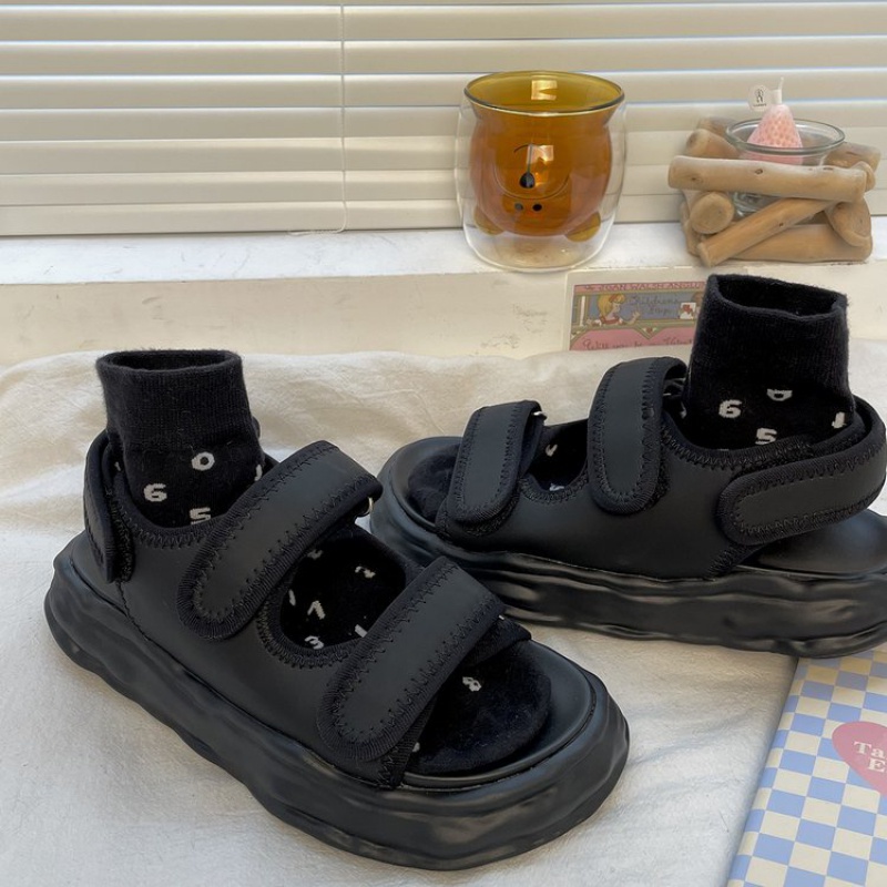 Sandal Đế Xuồng 3-5cm Quai Dán Trẻ Trung Cá Tính