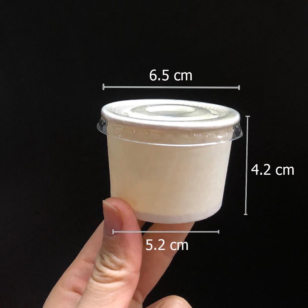 50 Hũ sốt giấy 95ml, có nắp hoặc không nắp, dùng đựng nước sốt, nước chấm, sạch sẽ, tiện dụng, vệ sinh