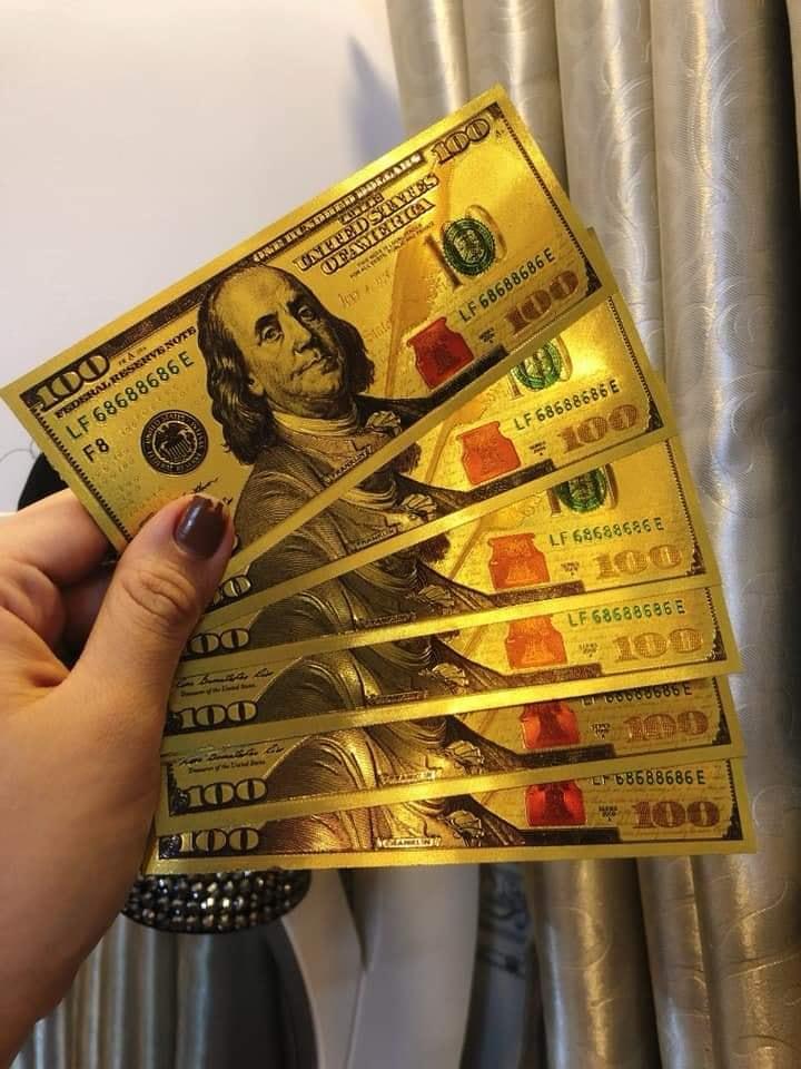 [Combo 10 30 50 100 tờ] Đô Mạ Vàng May Mắn Loại 100