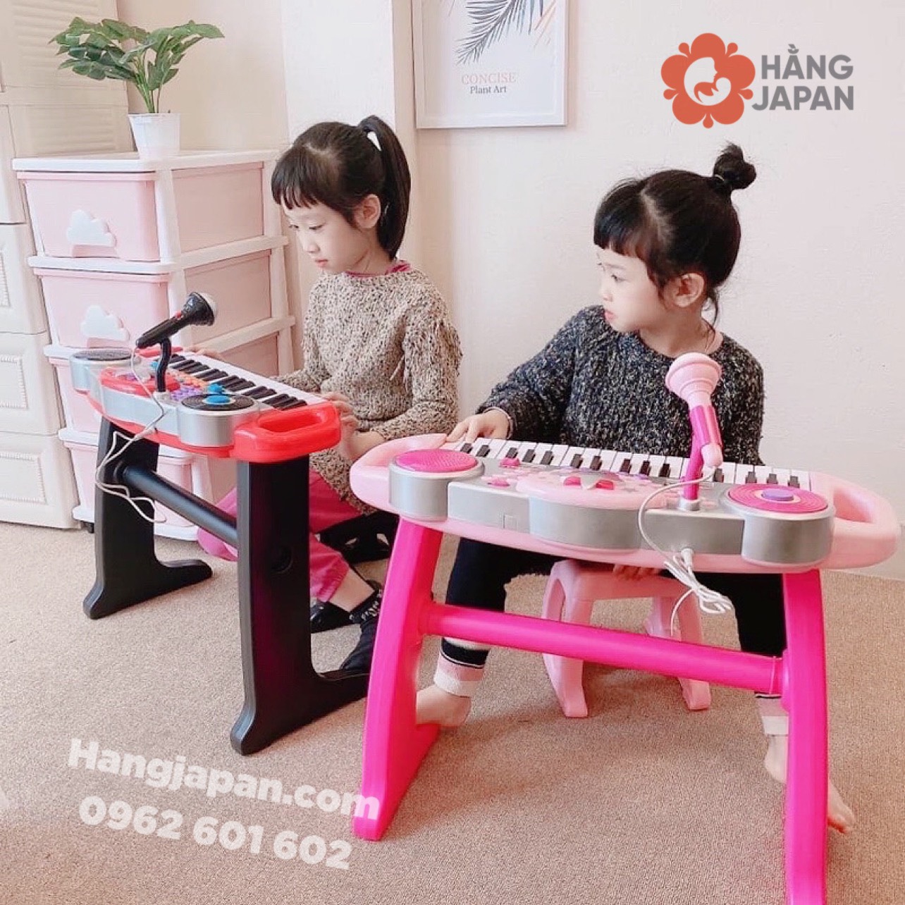 Đàn organ màu Hồng cho bé WinFun 2068-G kèm Micro