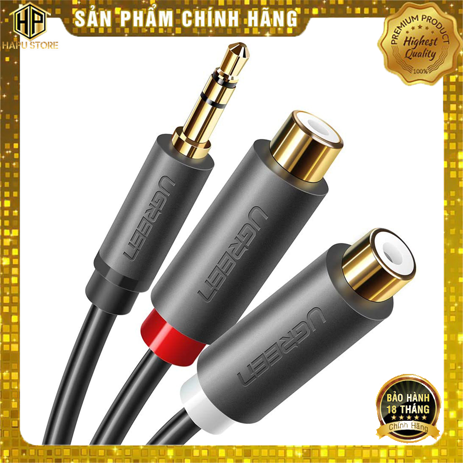 Cáp chuyển âm thanh từ 3.5mm ra 2 đầu hoa sen Ugreen 10547 chính hãng - Hapustore