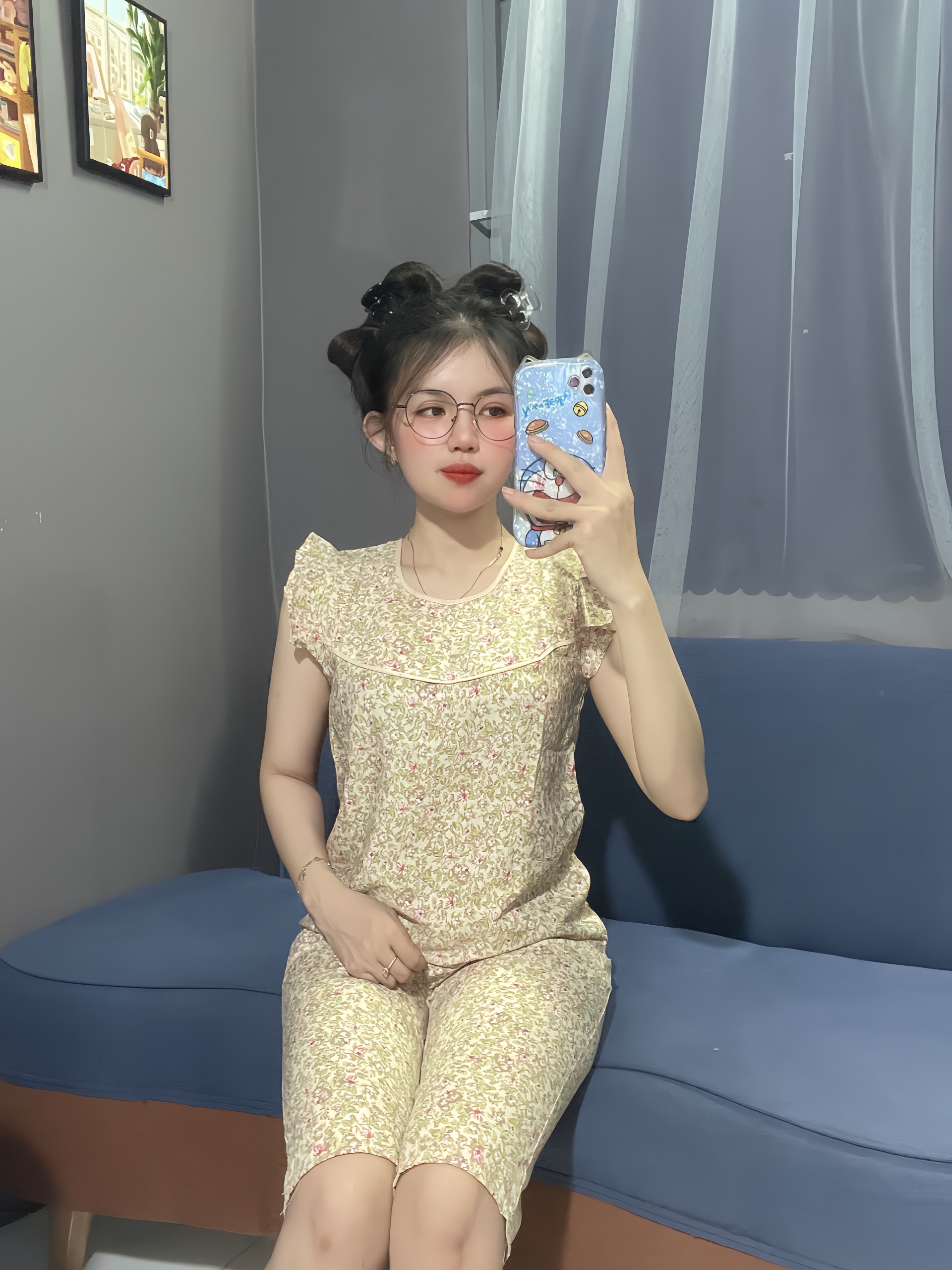 [ 3 SIZE 42-67KG] BỘ ĐỒ LỤA LỬNG HOA NHÍ MẶC NHÀ TAY CÁNH TIÊN MỀM MÁT