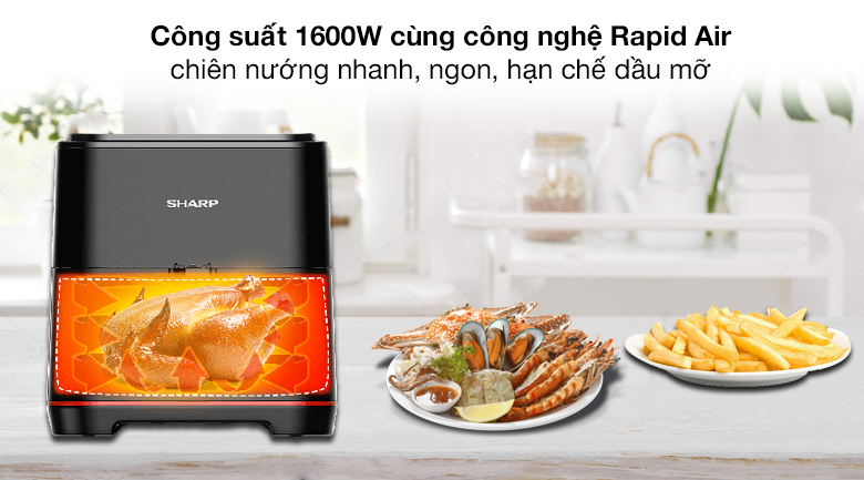 Nồi chiên không dầu Sharp KF-AF70EV-BK/ST (5.5 lít)
