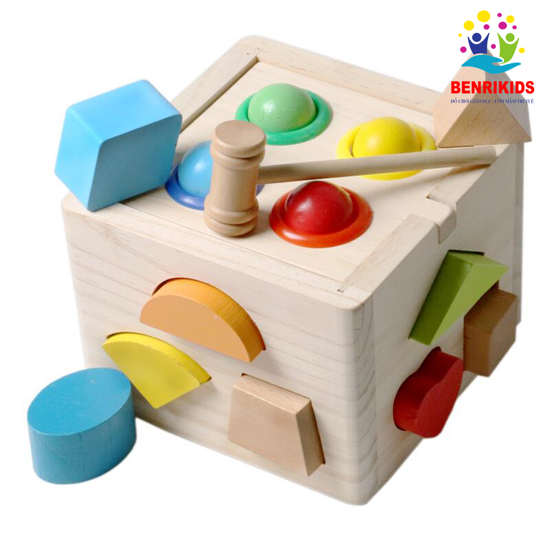 Smart puzzle toy baby wooden board assembling 5 different types of blocks into 5 columns help children to learn colors and basic blocks, benrikids wooden thinking development toys