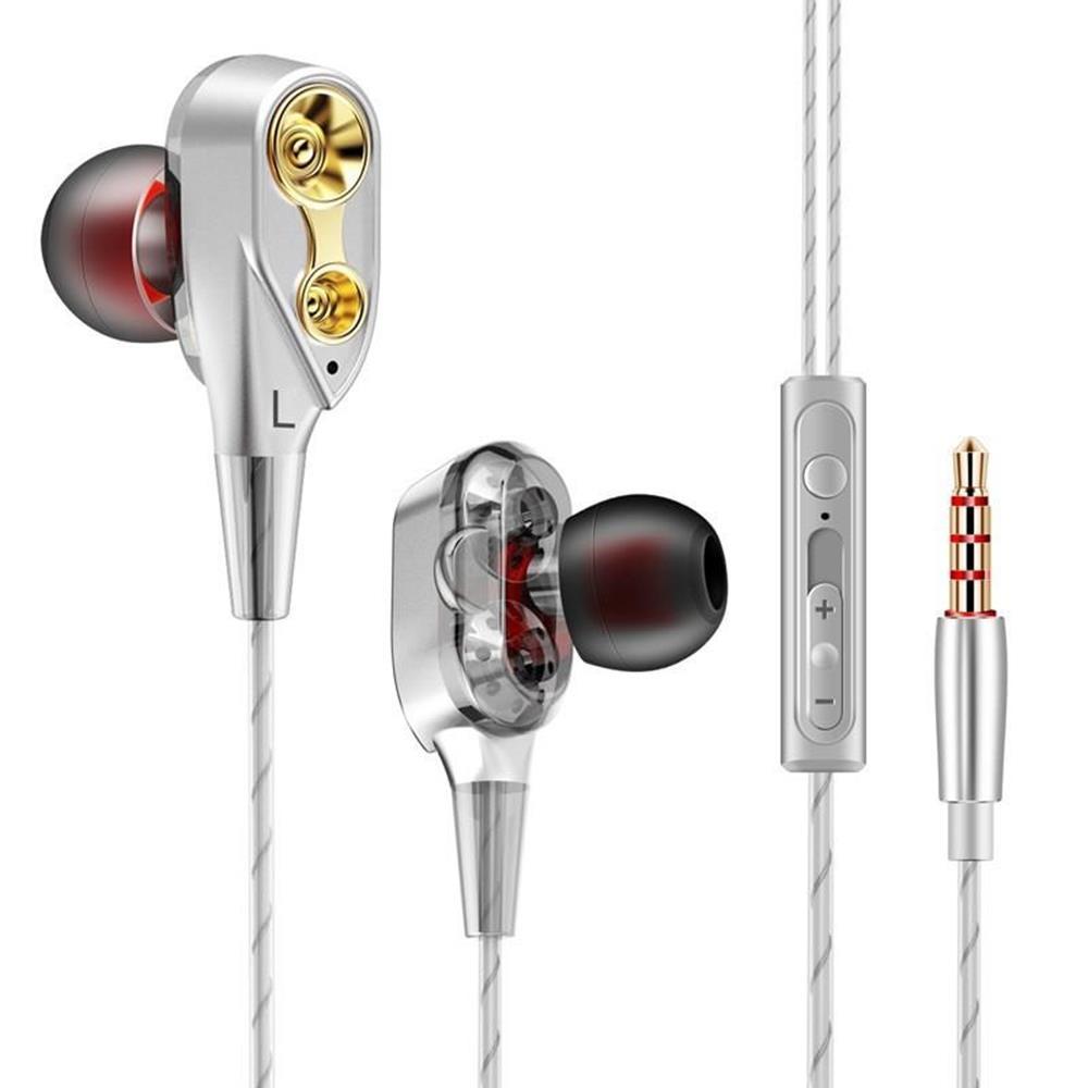 Tai nghe HiFi lõi kép siêu bass - tặng kèm 4 đầu mút + kẹp áo+ túi Tai nghe dùng cho điện thoại
