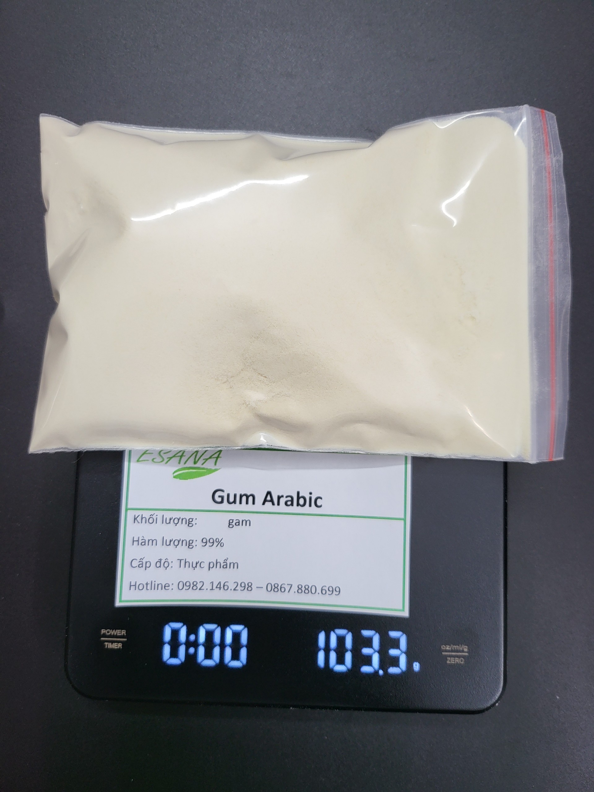 Bột nguyên liệu Gum Arabic (Gôm Arabic) 99% cấp thực phẩm