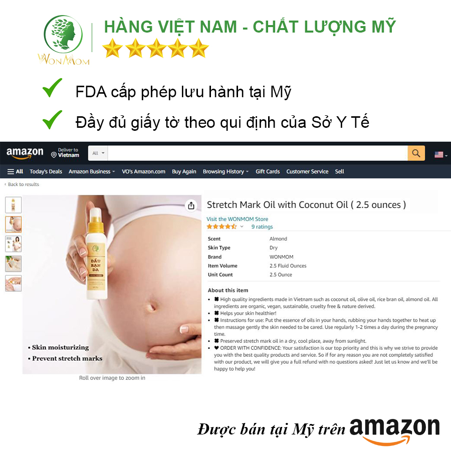 [ Giảm 35K - Đơn 339K ] Dầu Tinh Chất Chống Rạn Da Wonmom 70g
