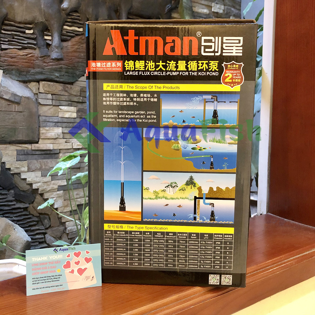 Máy Bơm Chìm Hồ Cá Koi Atman HAS 20 Đến HAS 35 (máy bơm chuyên dụng cho hồ cá koi)