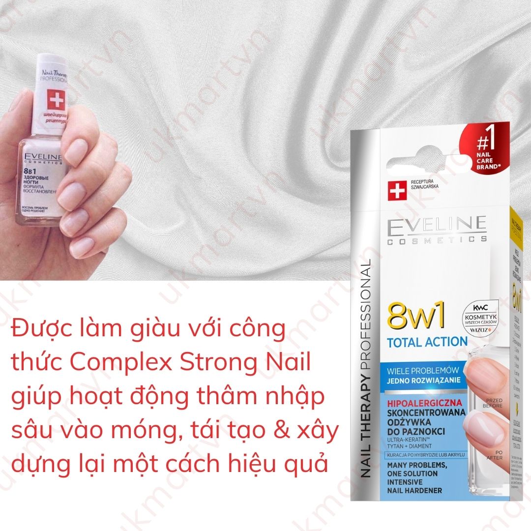 Sơn Dưỡng Móng Eveline 8w1 Total Action 12ml