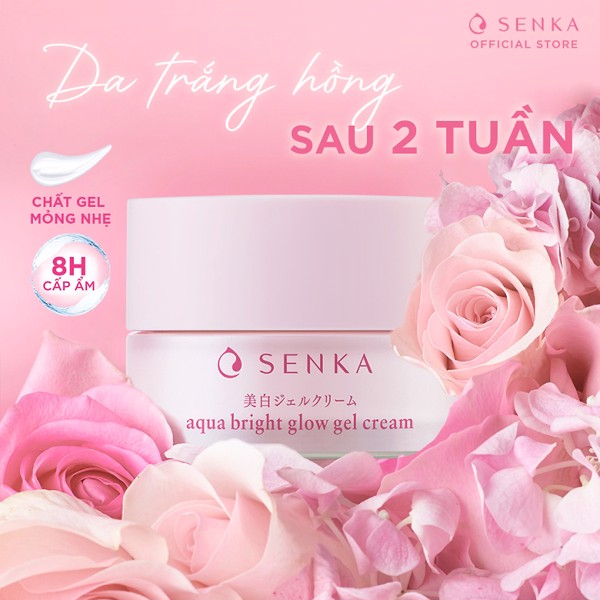 Kem dưỡng senka sáng da mờ thâm sạm ban đêm aqua bright glow gel cream 50g