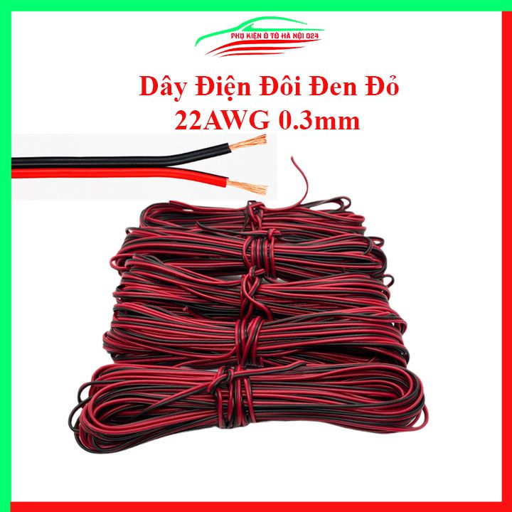 Dây điện đôi đen đỏ 20AWG lõi 0.3mm