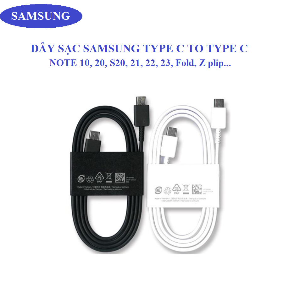 Cáp sạc Samsung type C to Type C S20 S21 S22 S23 - Hàng chính hãng BH 12 tháng