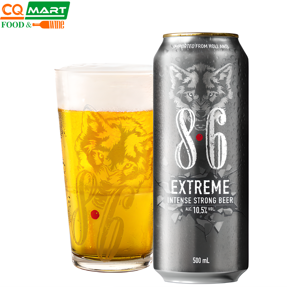 Bia 8.6 extreme 10.5% lon 500ml - lon xám