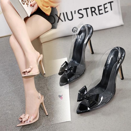 Giày cao gót 9p phối nơ sang chảnh