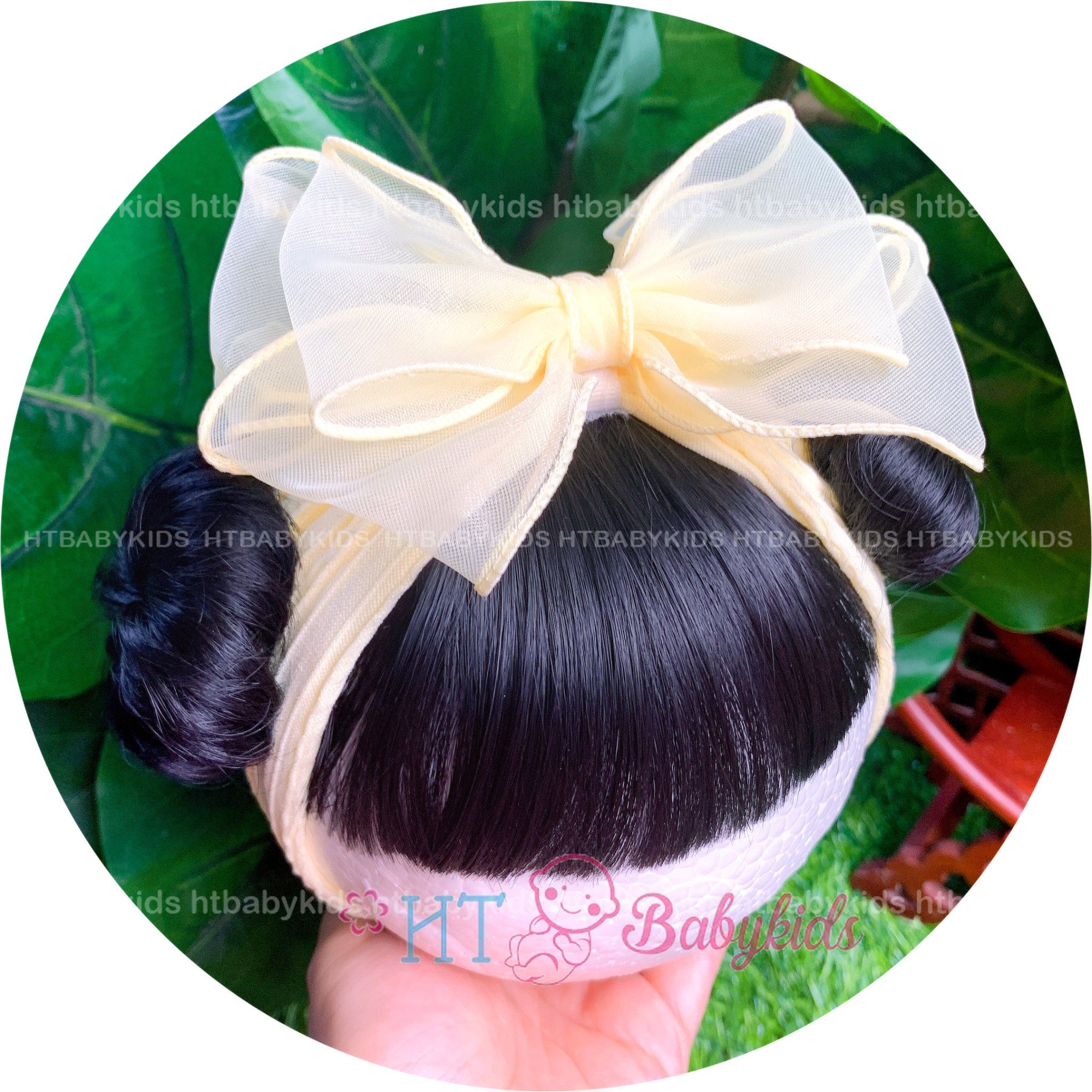 Turban băng đô tóc giả tiểu thư cho bé gái sơ sinh cho bé gái