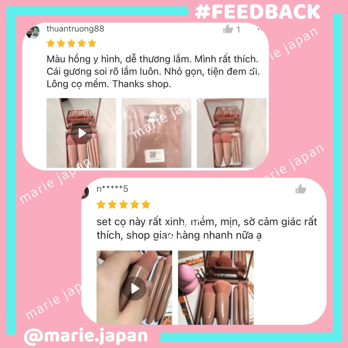 Bộ 5 món cọ trang điểm make up mini có gương