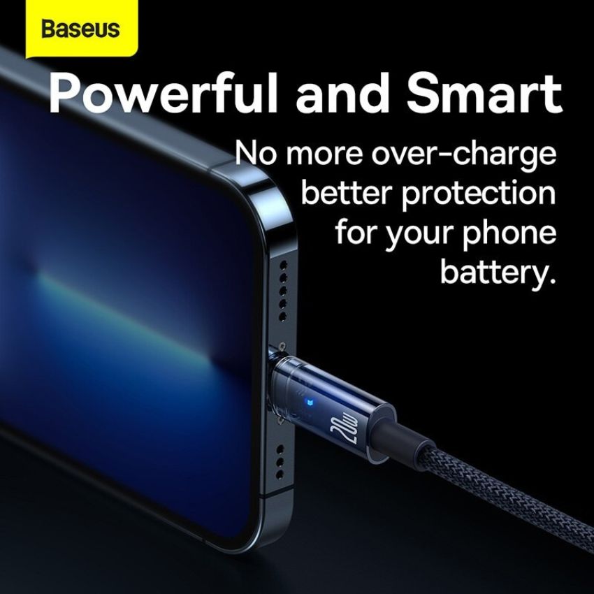 Cáp tự ngắt Baseus Explorer Series Auto Power-Off Fast Charging Data Cable Type-C to IP 20W sạc nhanh, tự ngắt điện khi sạc đầy[HÀNG CHÍNH HÃNG] - CATS000001